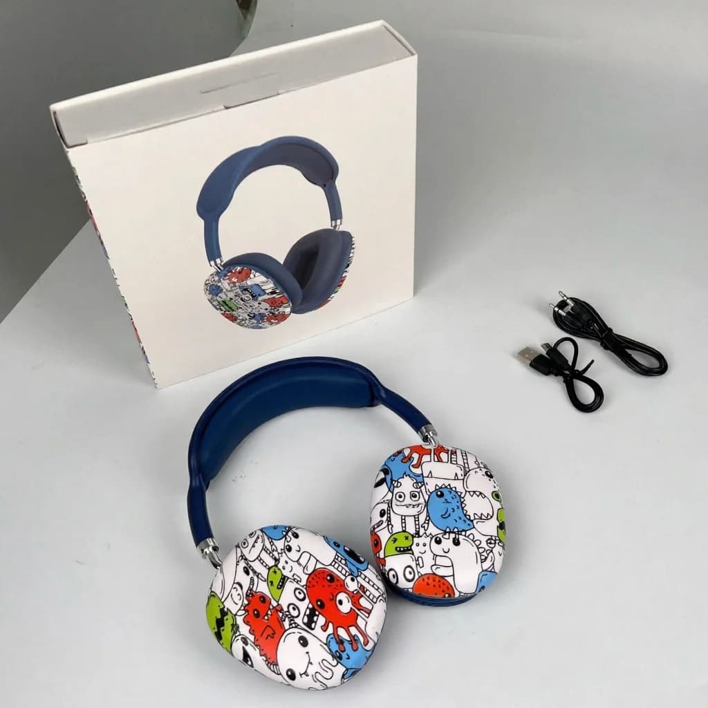 Graffiti fejhallgató Bluetooth-tal, FM rádióval és TF kártyahellyel