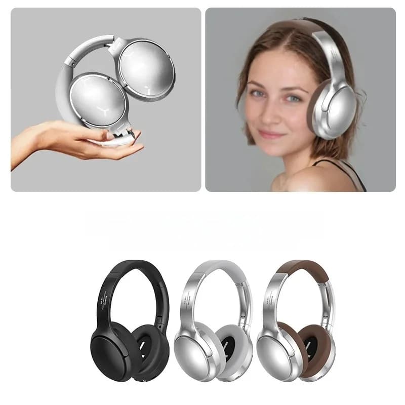 Retro stílusú fülkagylós Bluetooth fejhallgató FM rádióval és vezetékes móddal