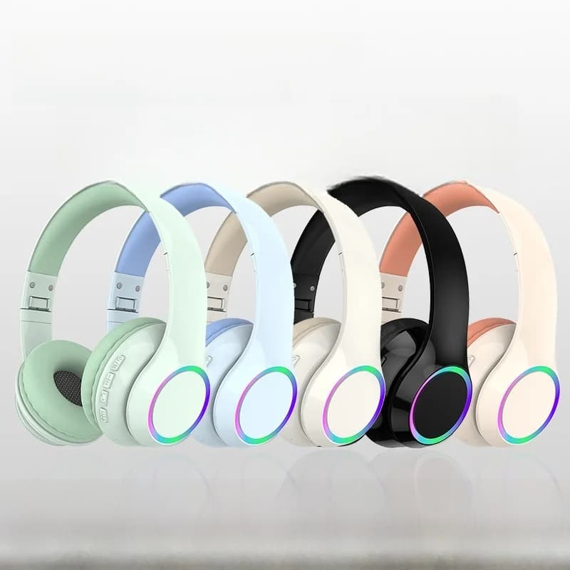 LED világítású vezeték nélküli Bluetooth fejhallgató mikrofonnal