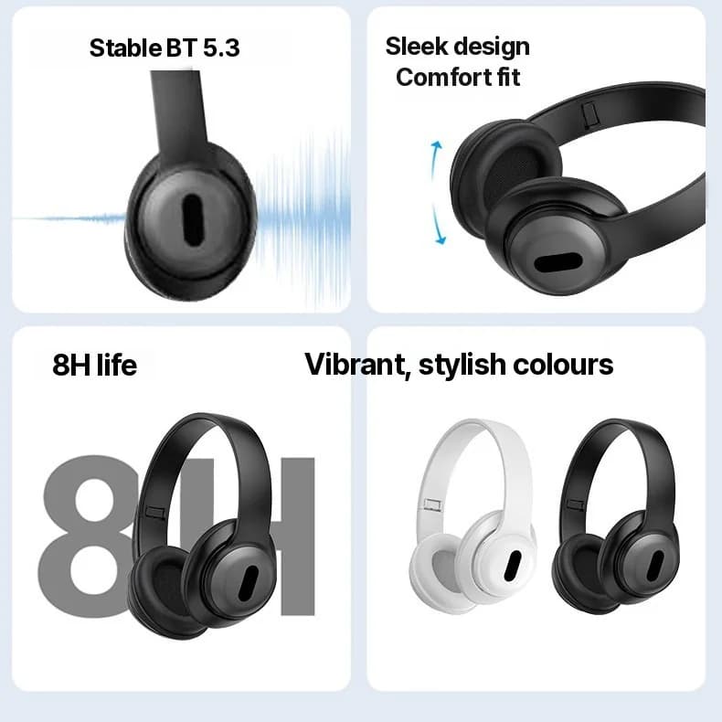 Vezeték nélküli Bluetooth fejhallgató FM rádióval és TF kártyahellyel