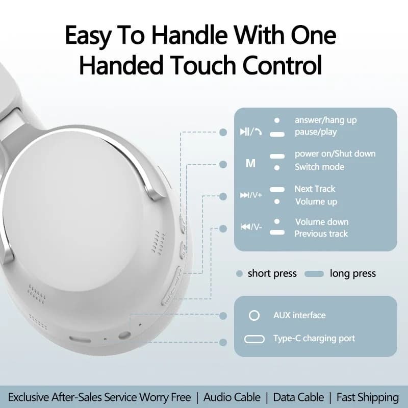 Vezeték nélküli fülön kívüli Bluetooth fejhallgató 3D sztereó hangzással és hosszú akkumulátor-üzemidővel
