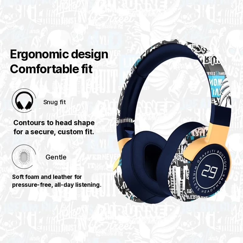 Vezeték nélküli Bluetooth fejhallgató FM rádióval és mély basszussal