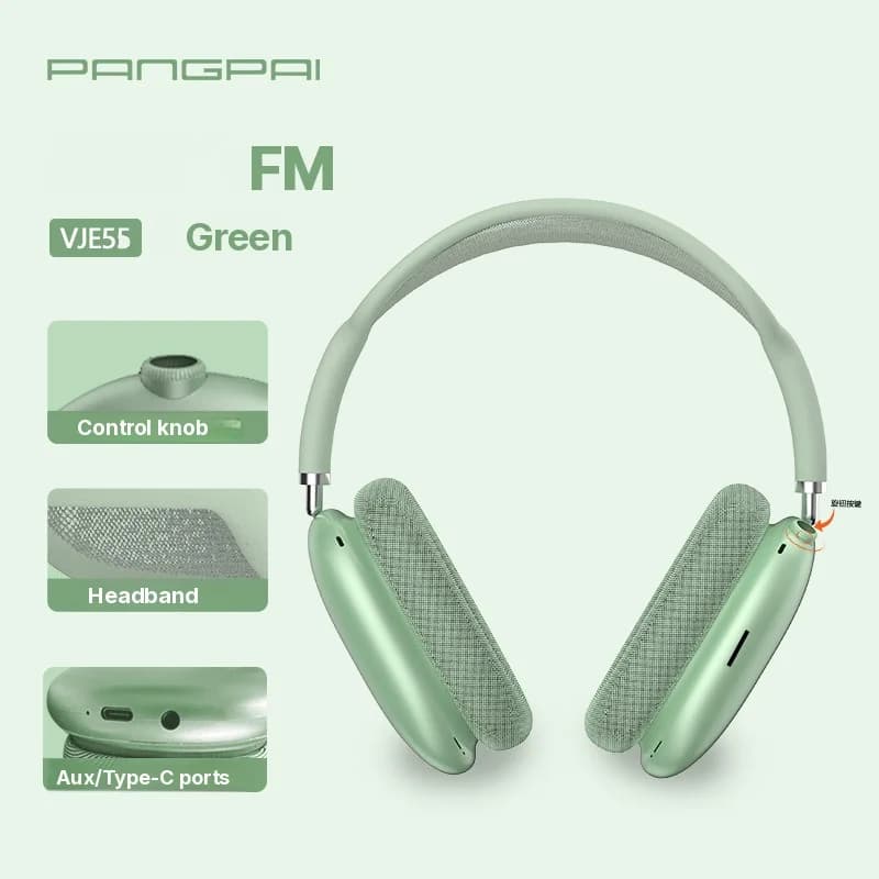 Bluetooth 5.4 fül körüli fejhallgató forgógombbal és FM rádióval