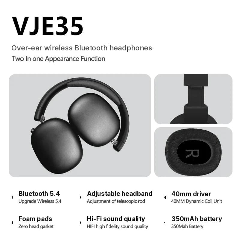 Vezeték nélküli fülkagylós Bluetooth fejhallgató FM rádióval és TF-kártya foglalattal