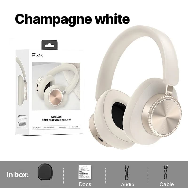 Fülön kívüli vezeték nélküli Bluetooth fejhallgató zajszűréssel és tokkal