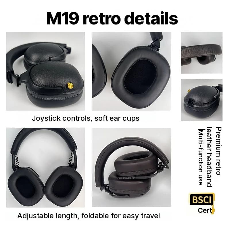 Retro stílusú vezeték nélküli Bluetooth fejhallgató mikrofonnal