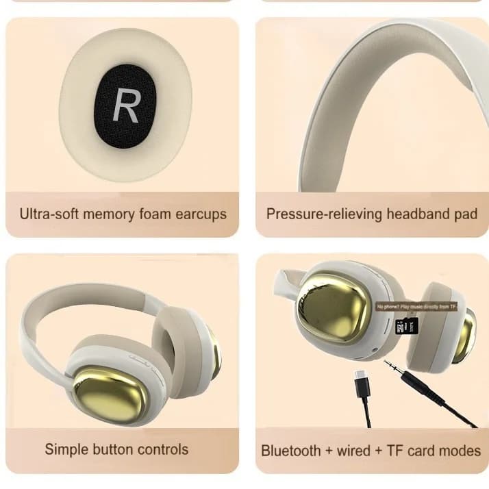 Vezeték nélküli Bluetooth fejhallgató FM rádióval és sztereó hangzással