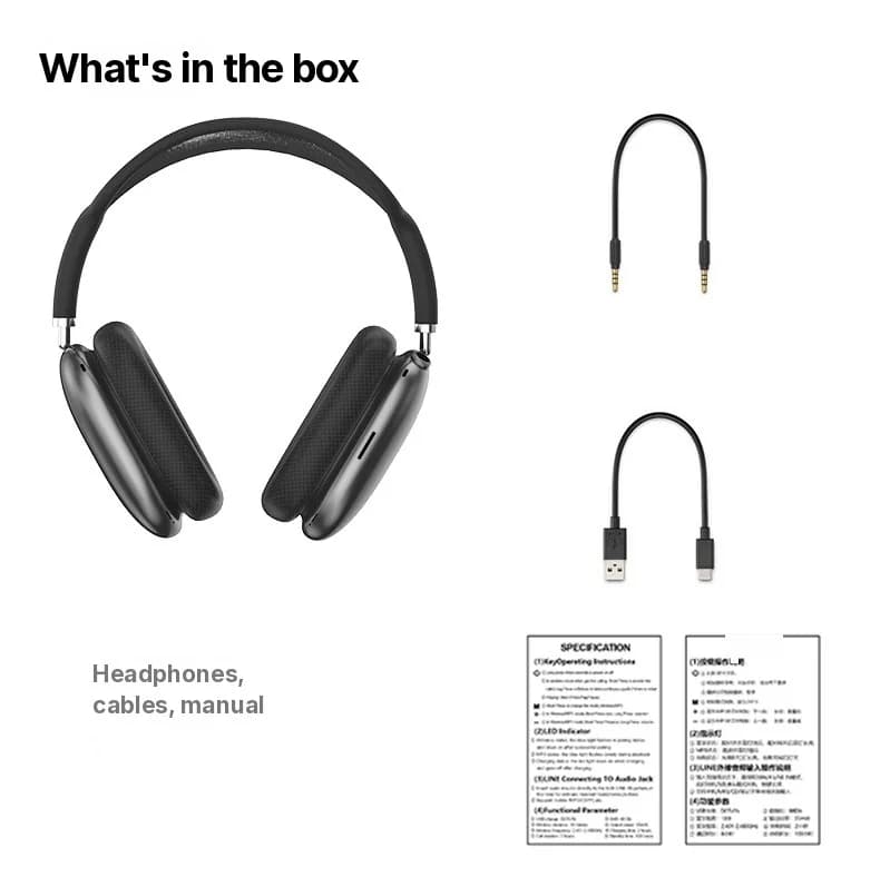 Bluetooth 5.4 fül körüli fejhallgató forgógombbal és FM rádióval