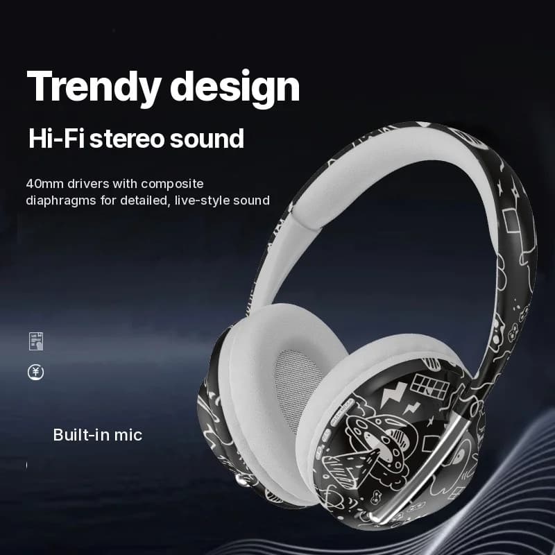 Fülön kívüli Bluetooth fejhallgató TF kártyahellyel és vezeték nélküli csatlakozással