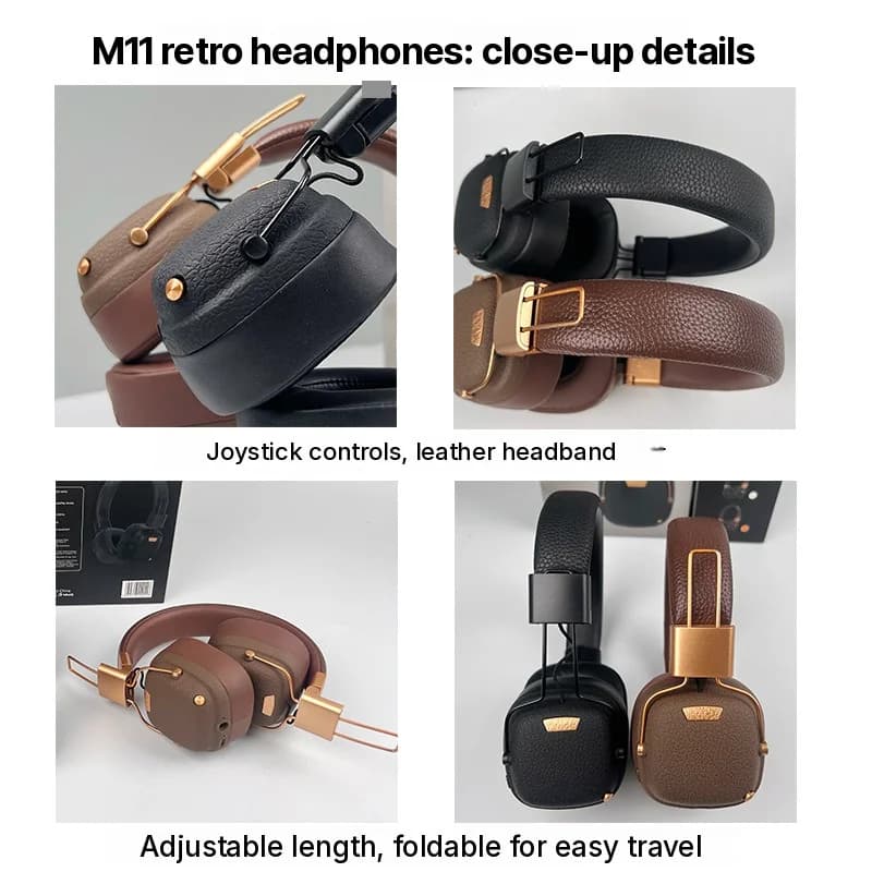 Retro stílusú vezeték nélküli fülkagylós Bluetooth fejhallgató EQ hangmódokkal