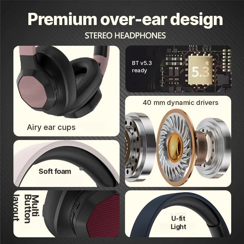 Fejhallgató Bluetooth-tal, FM rádióval és TF kártyahellyel