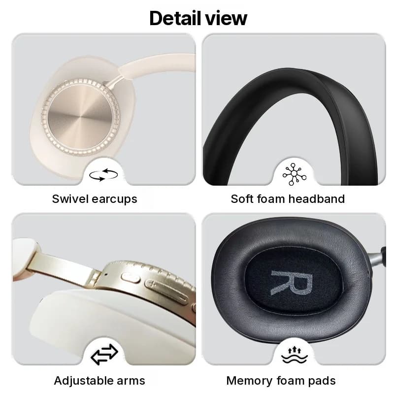 Fülön kívüli vezeték nélküli Bluetooth fejhallgató zajszűréssel és tokkal