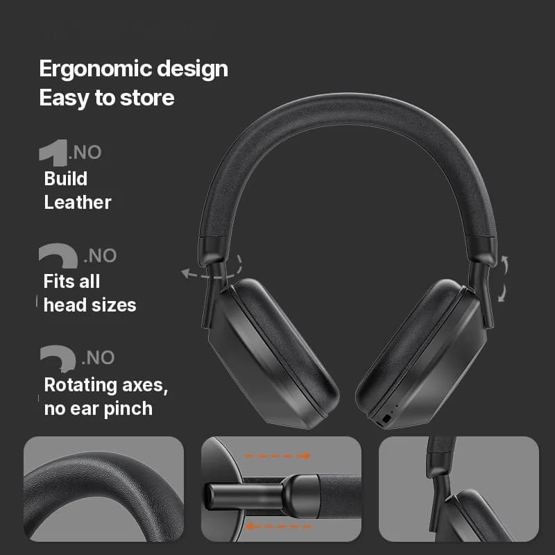 Vezeték nélküli fülön kívüli fejhallgató FM rádióval és Bluetooth 5.4-gyel