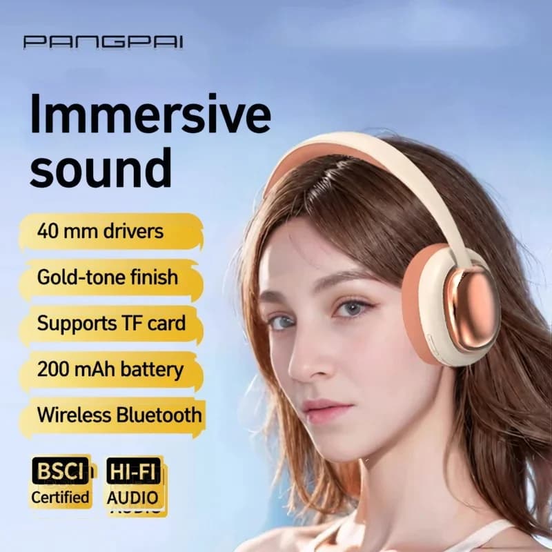 Fülkagylós vezeték nélküli Bluetooth fejhallgató mikrofonnal és 40 mm-es hangszórókkal