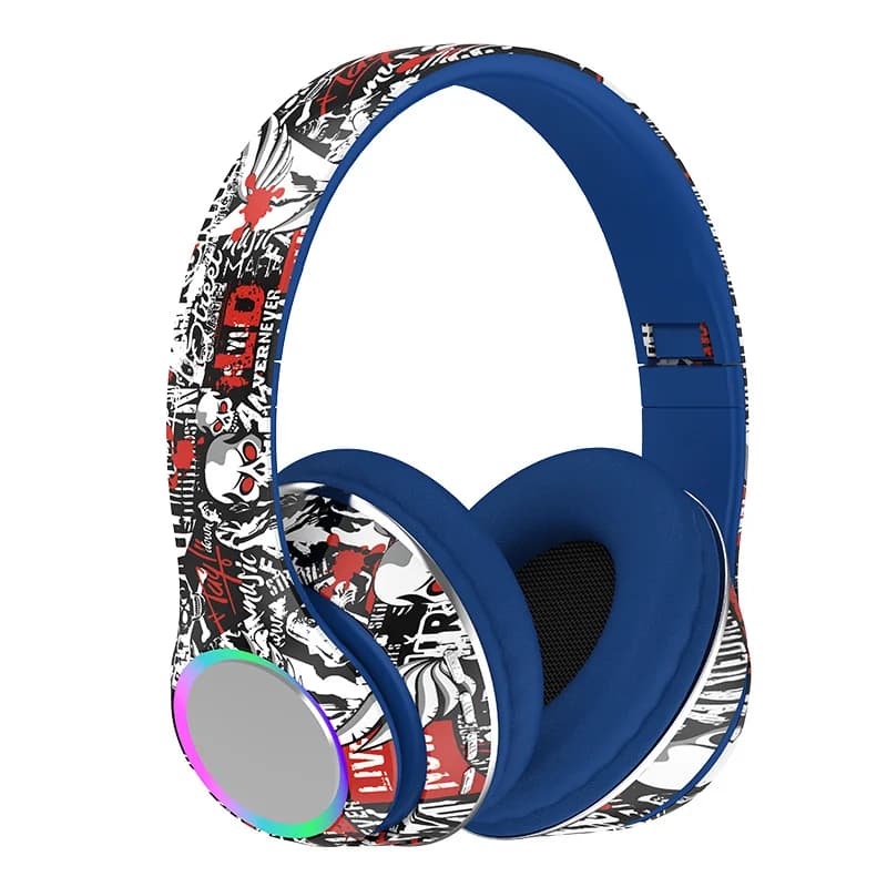 Graffiti fül köré illeszkedő Bluetooth fejhallgató LED világítással és mély basszussal